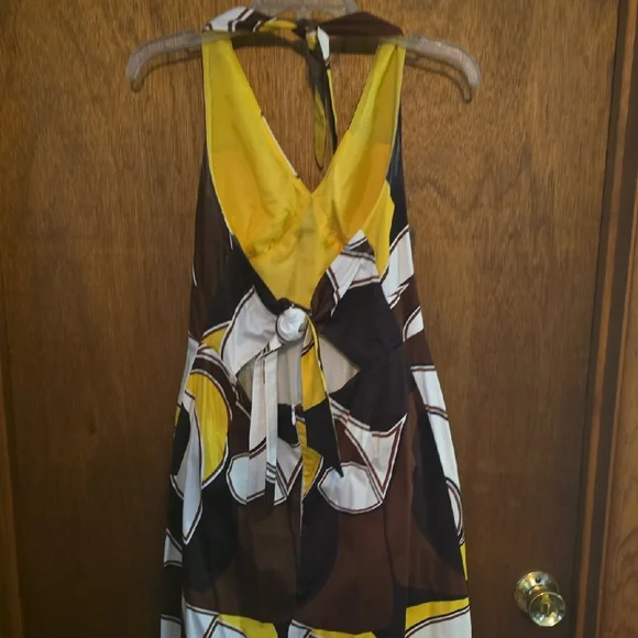 Madison Leigh Yellow and Brown Midi Dress - Picture 3 of 3
